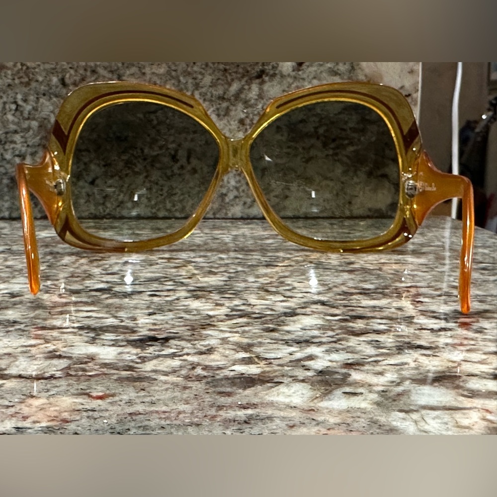 1970’s Vintage Christian Dior Yellow & Brown Striped *Rare* Oversized Sunglasses - Picture 4 of 8